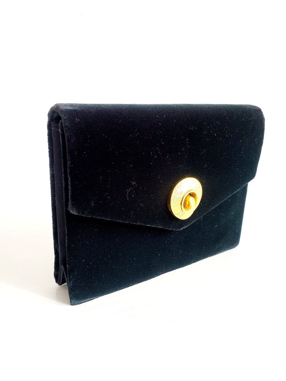 Dark Green Velvet Envelope Clutch with Gold Turn-Button